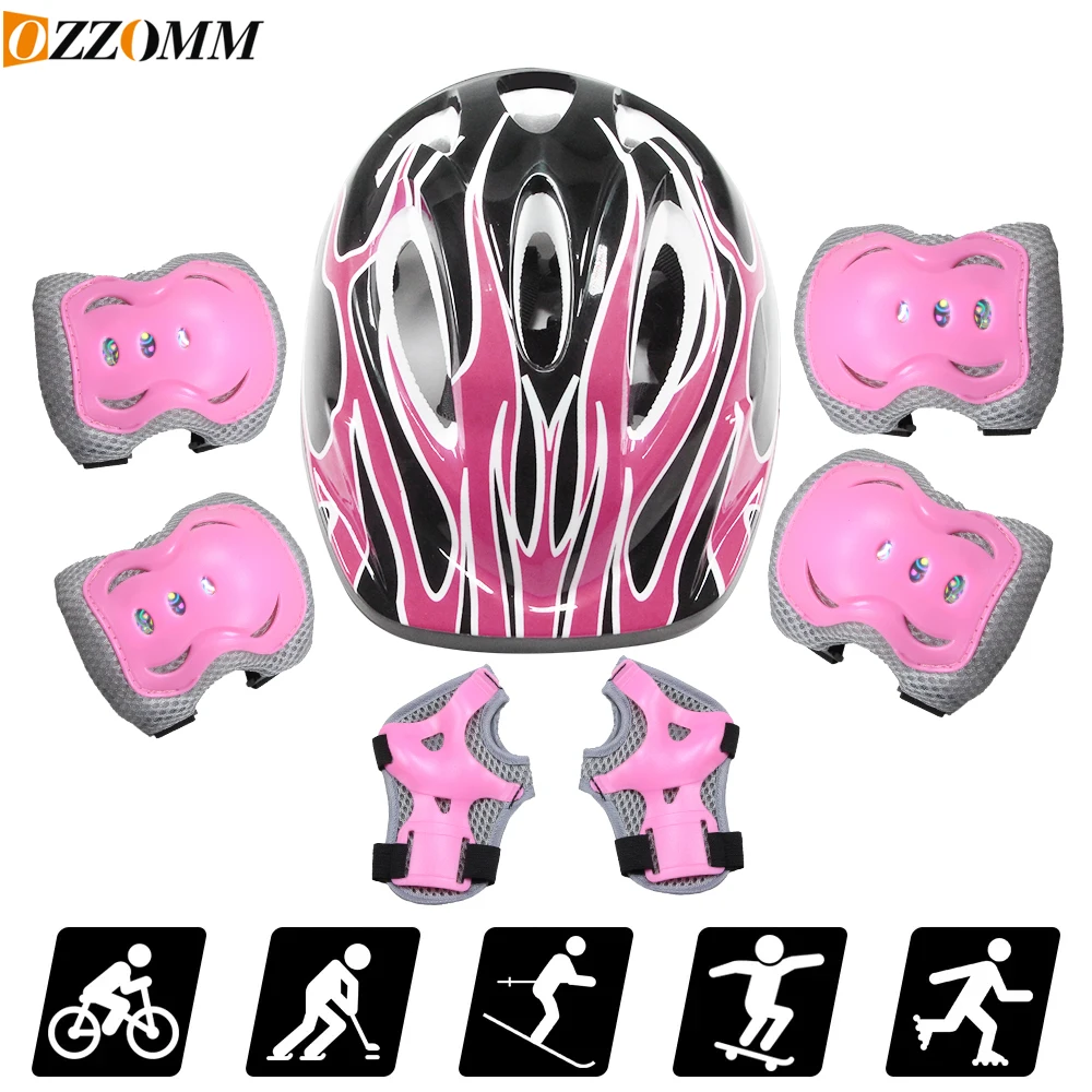 Scooter Helmet Set - 7PCS Kids Bike Helmet Set Skateboard
