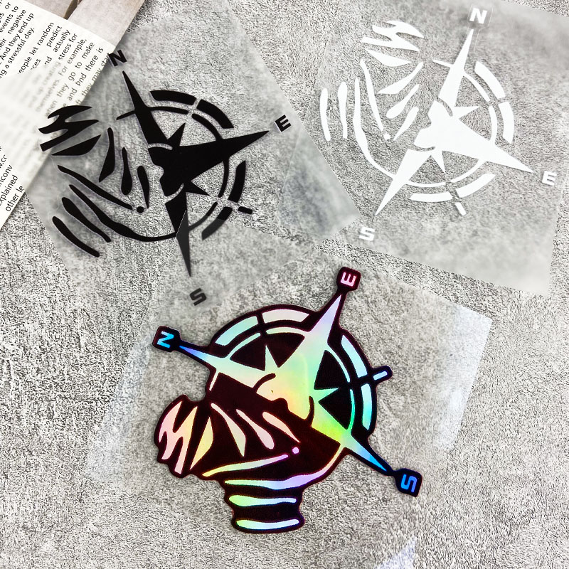 Scooter Helmet Set - 1PC Compass Pattern Vinyl Sticker 13X12CM,