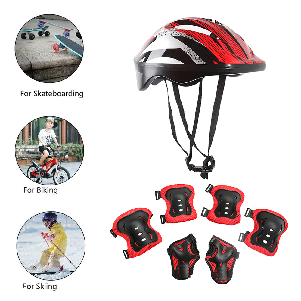 7Pcs/Set Roller Skating Kids S - Scooter Helmet Set 评论和价格
