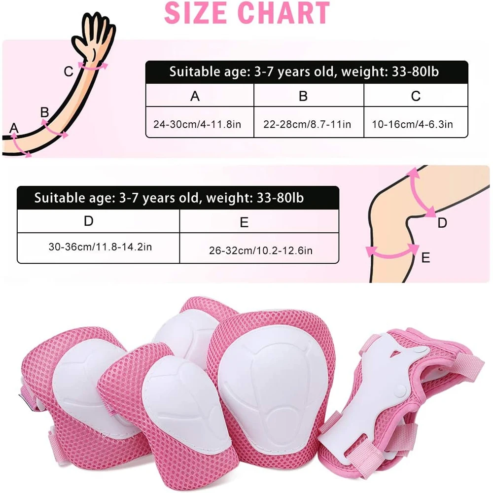 7Pcs/Set Roller Skating Kids B - Scooter Helmet Set 评论和价格