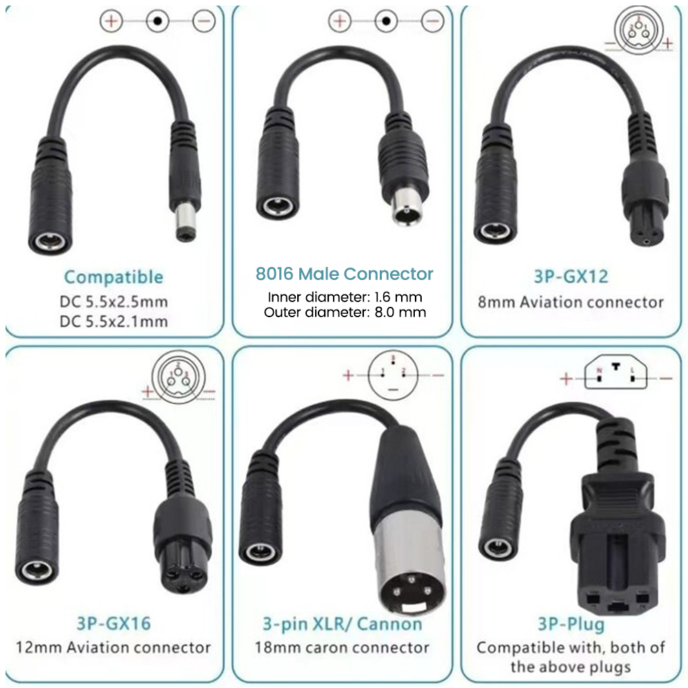 DC5.5MM To M12/M16/8016/5525/3 - Electric Scooter Charger 评论和价格